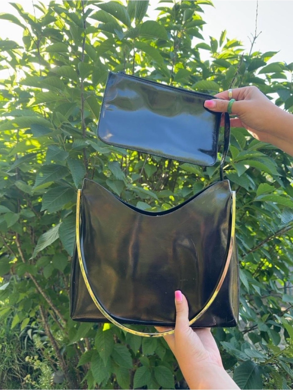 Gucci x Tom Ford 1997 black patent leather shoulder bag with metal handle - Picture 6 of 8